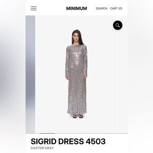 Minimum Esme dresses 9921 Silver Long Sleeve Sequin Dress